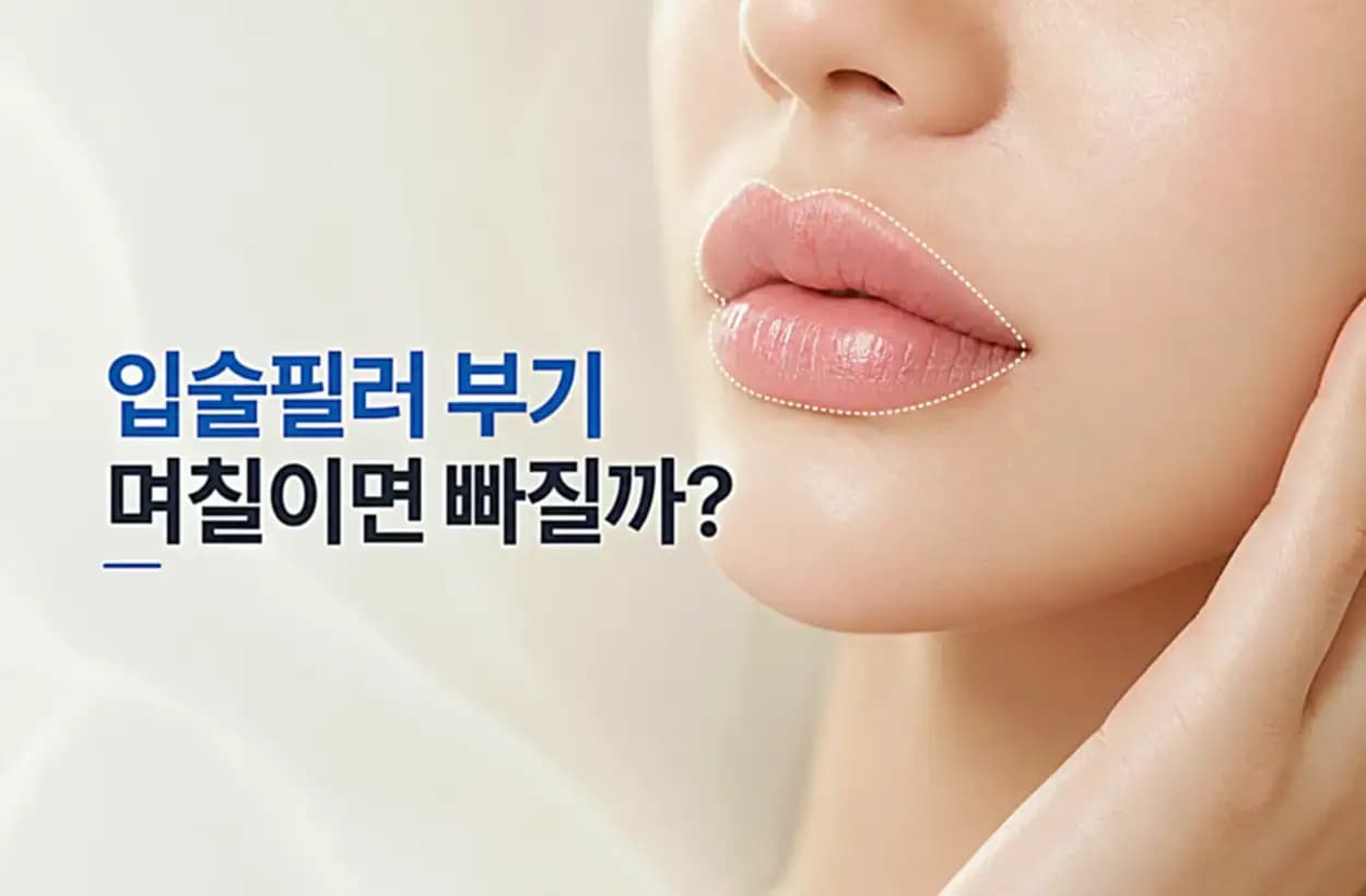 입술필러 부기가 빠지는 기간과 입술 윤곽 변화를 안내하는 이미지