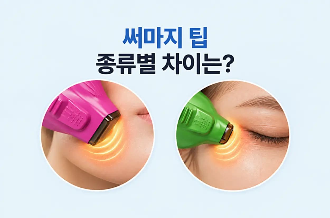 써마지 FLX 토탈팁을 이용한 볼 탄력 개선과 아이팁을 이용한 눈가 잔주름 개선 시술 부위 및 고주파 에너지 전달 비교 이미지